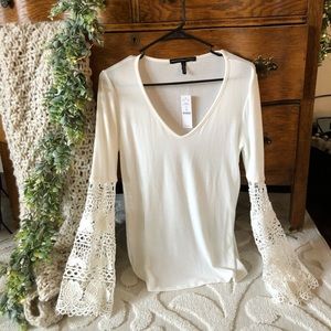 WHBM Gorgeous White Flowy Top